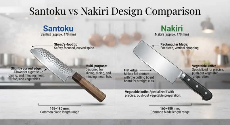 Santoku vs Nakiri Design Comparison