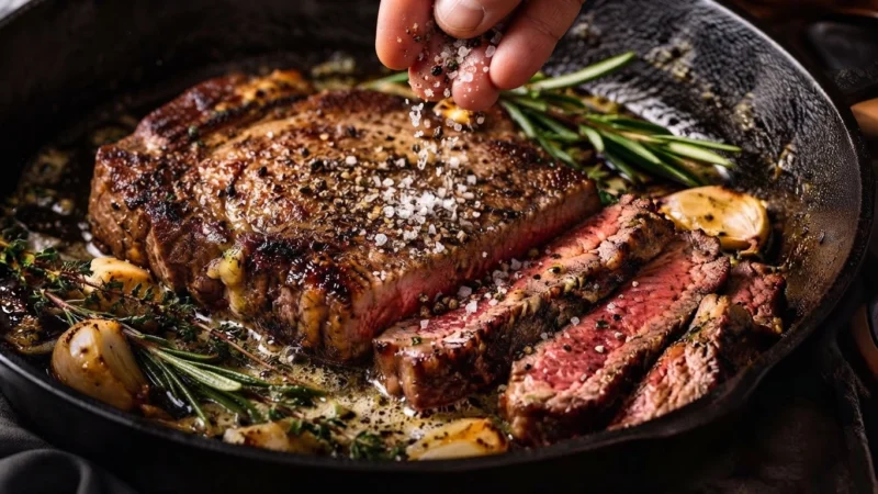 Seasoning the Garlic Butter Steak