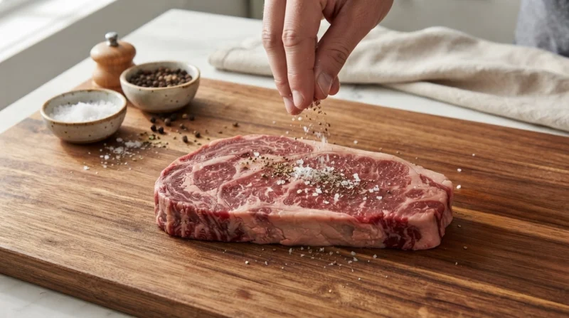 Seasoning the New York Strip