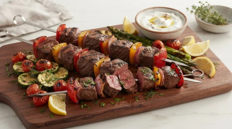 Serving the finished kebabs