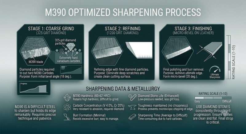 Sharpening M390 on Diamond Stones