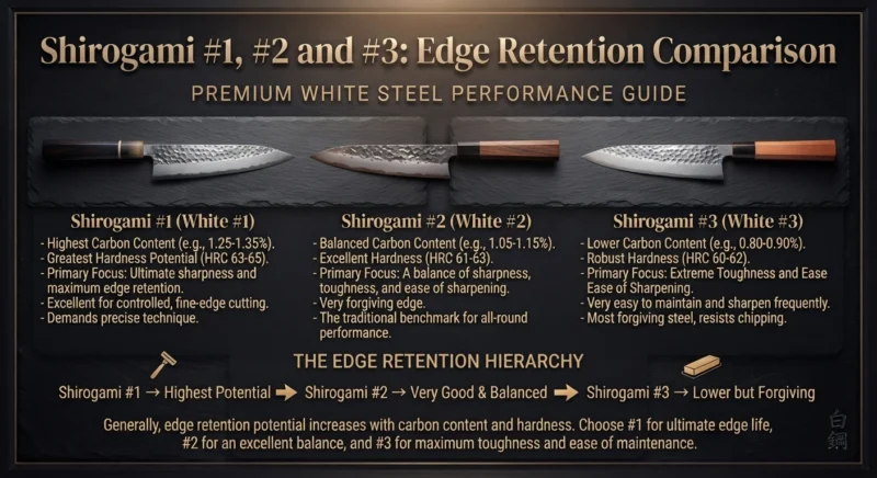 Shirogami #1 #2 and #3 Edge Retention Comparison