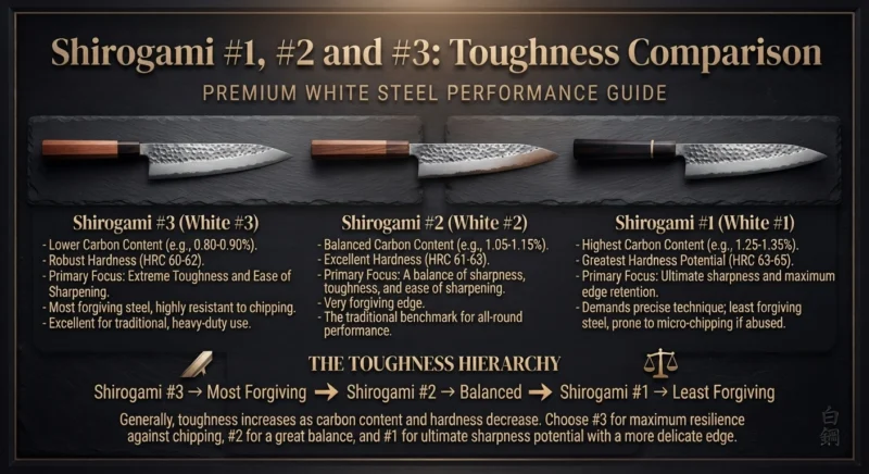 Shirogami #1 #2 and #3 Toughness Comparison