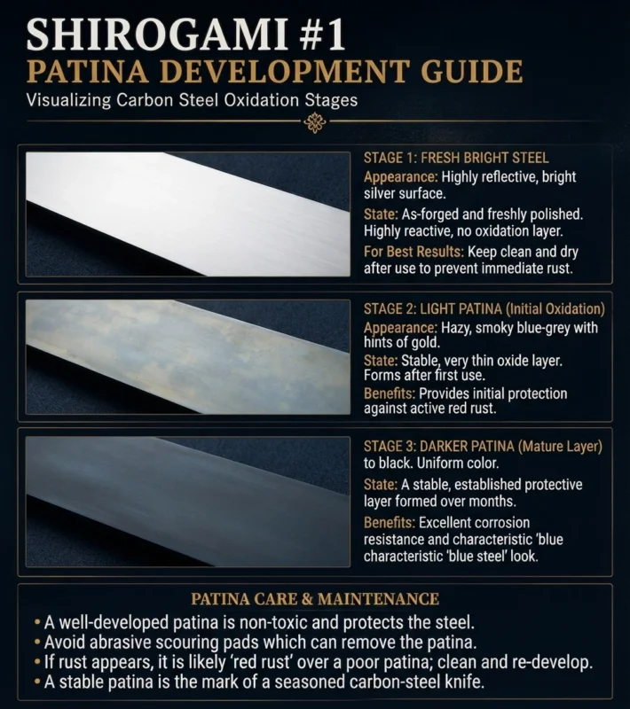 shirogami #1 Patina development