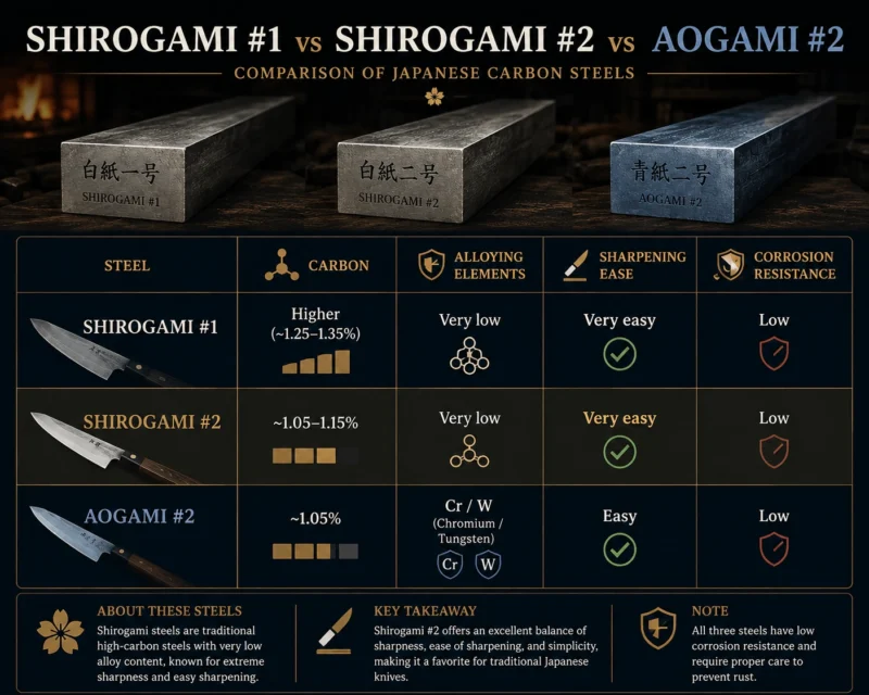 Shirogami #1 vs #2 vs Aogami #2