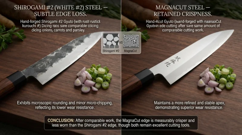 Shirogami #2 vs MagnaCut Edge retention realistic comparison