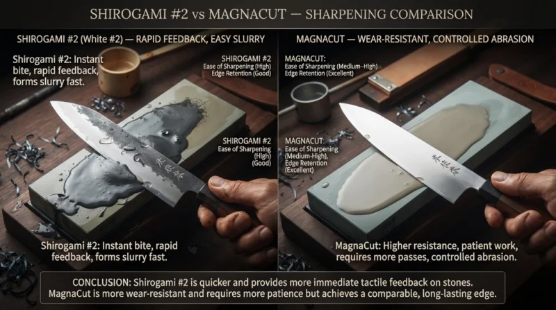 Shirogami #2 vs MagnaCut Steel Sharpening