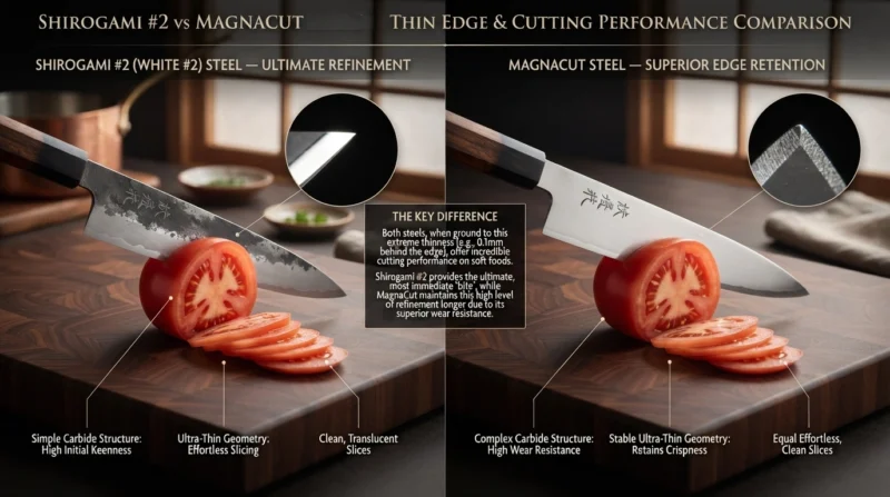 Shirogami #2 vs MagnaCut Thin edge cutting performance