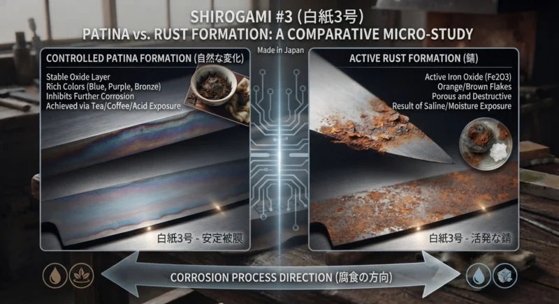 Shirogami #3 Patina vs Rust