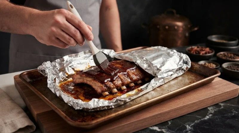 Slow-cooking the ribs