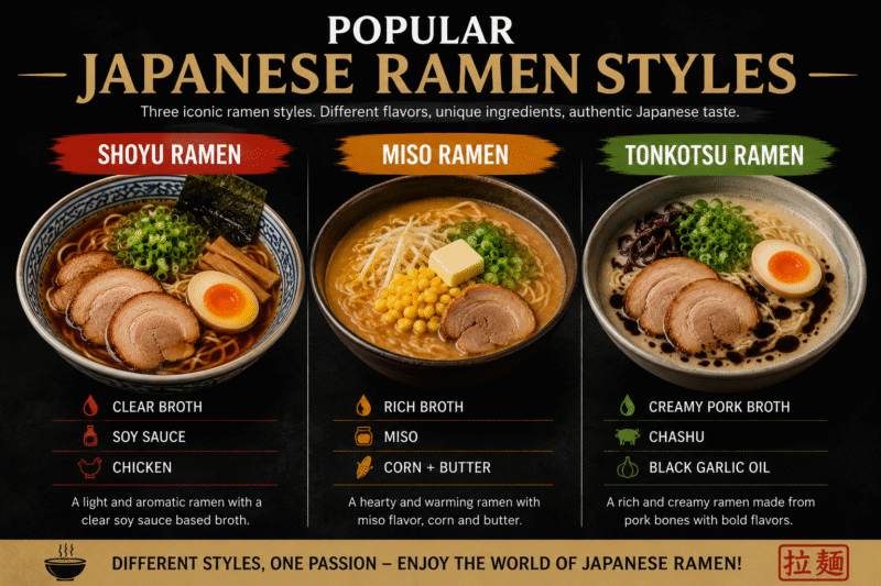 Three Types of Japanese Ramen
