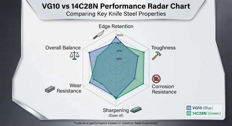 VG10 vs 14C28N Performance Radar