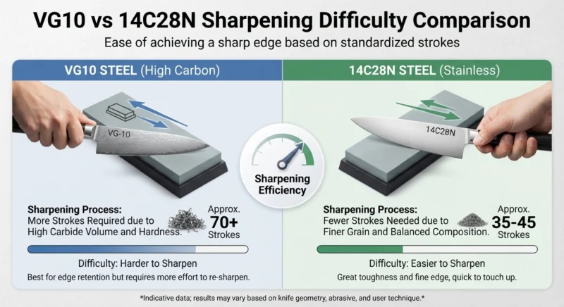 VG10 vs 14C28N Sharpening Difficulty