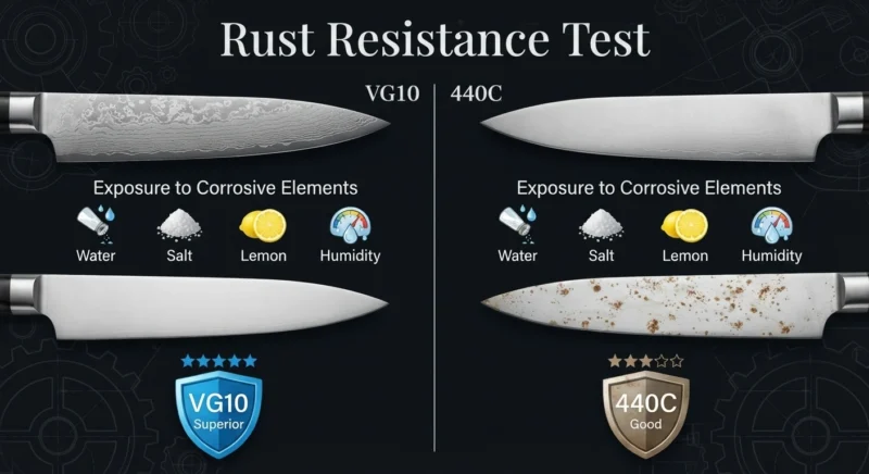 vg10 vs 440c  Corrosion Resistance