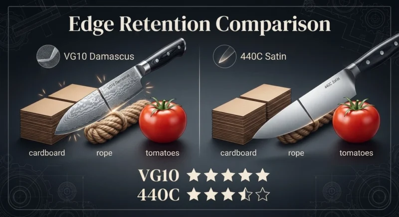vg10 vs 440c Edge Retention Comparison