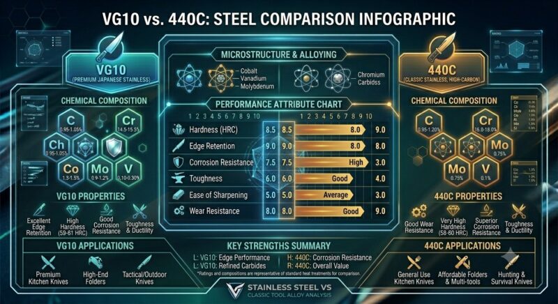 VG10 vs 440C Infographic