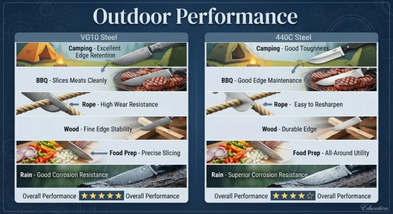 vg10 vs 440c Outdoor Performance