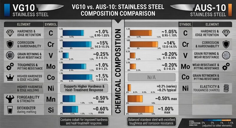 VG10 vs AUS-10 chemical composition