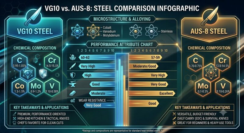 VG10 vs AUS-8 Infographic