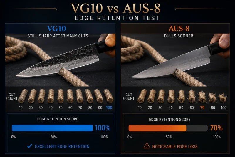 vg10 vs aus8 Edge Retention Test