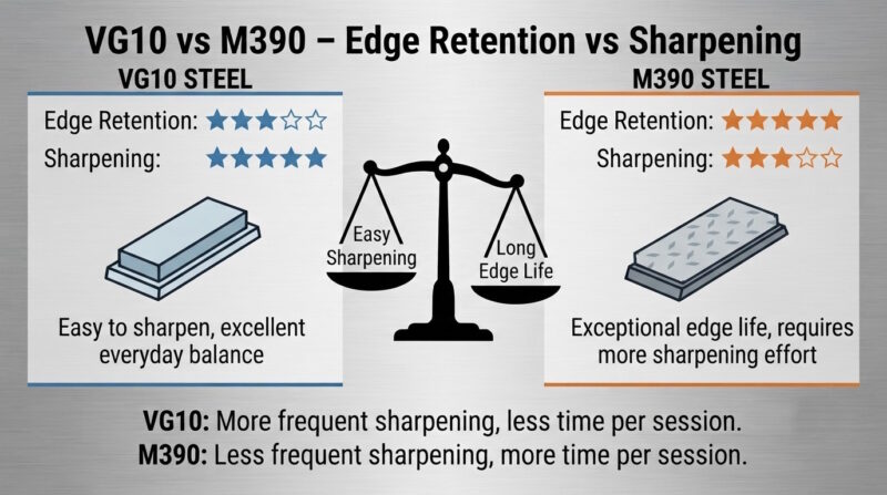 VG10 vs M390 Edge Retention vs Sharpening