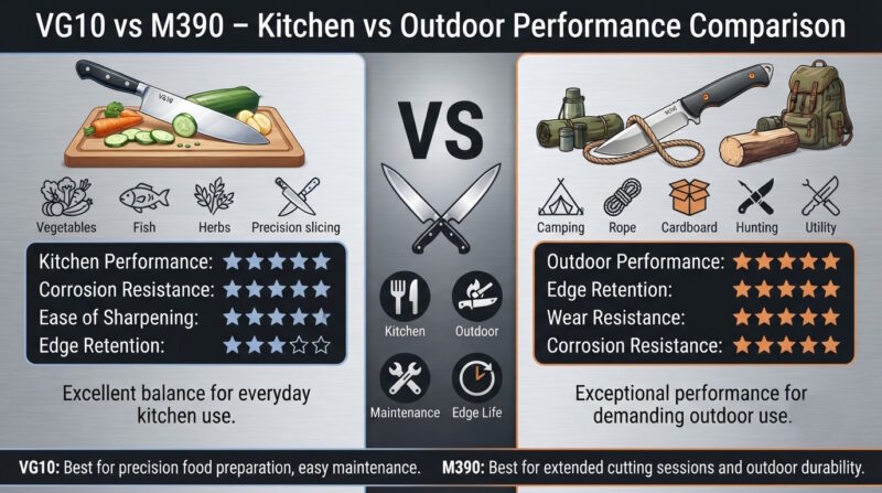 VG10 vs M390 Kitchen vs Outdoor Performance