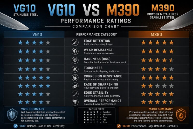 VG10 vs M390 Performance Ratings Comparison