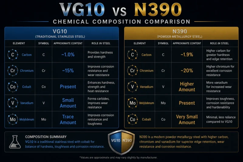 vg10 vs n390 Chemical Composition Comparison Infographic