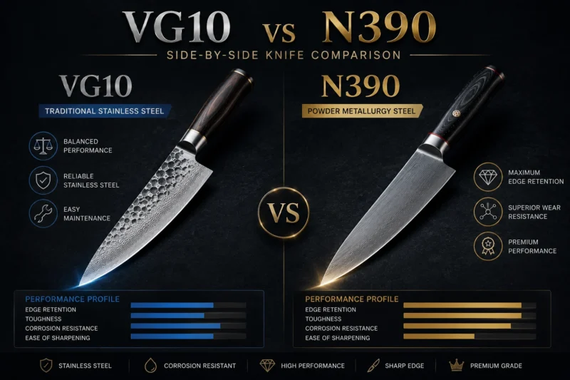 VG10 vs N390 Side-by-Side Knife Comparison