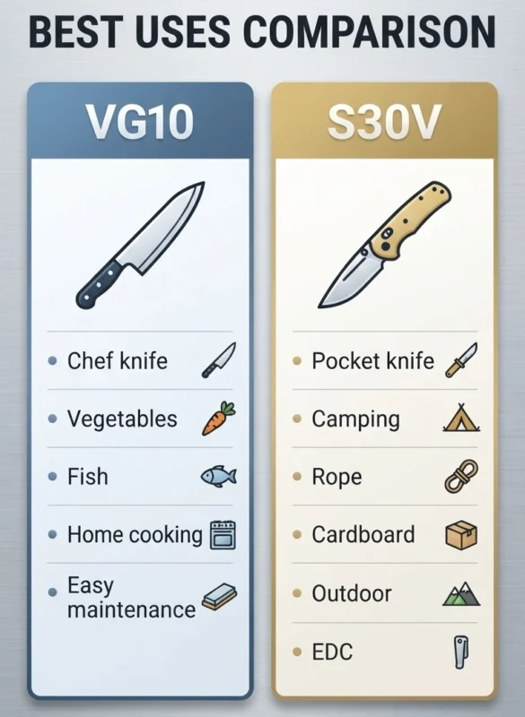 vg10 vs s30v Best Uses Comparison