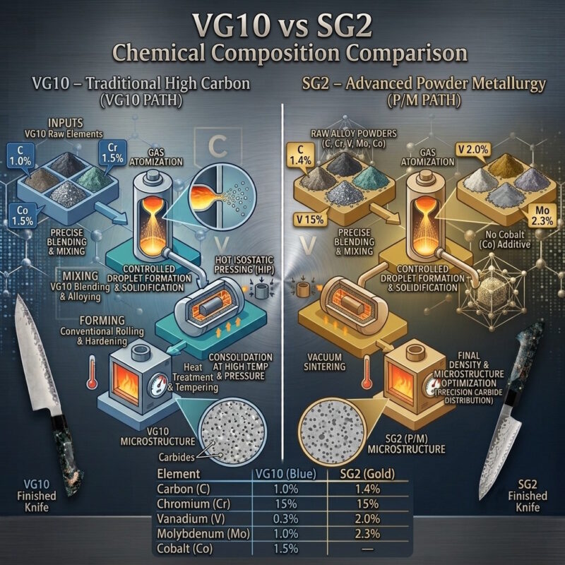 VG10 vs SG2 Chemical Composition