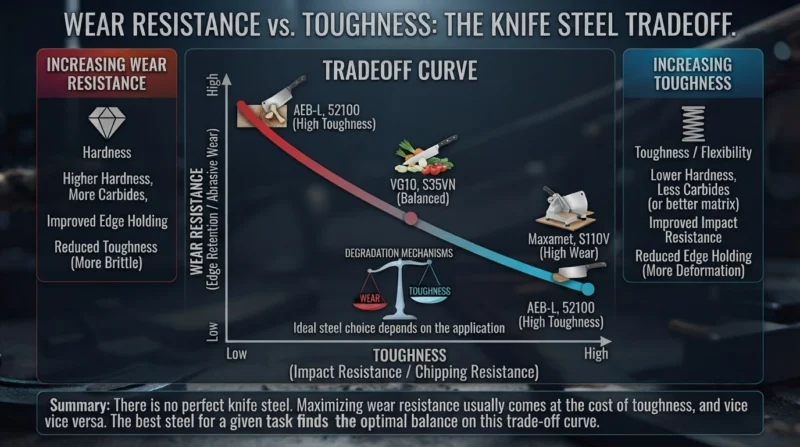 Wear resistance–toughness trade-off curve