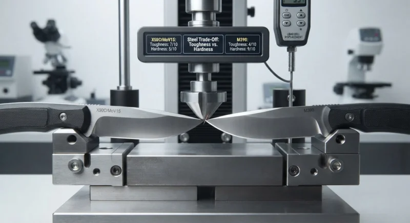 X50CrMoV15 vs M390 toughness and hardness comparison