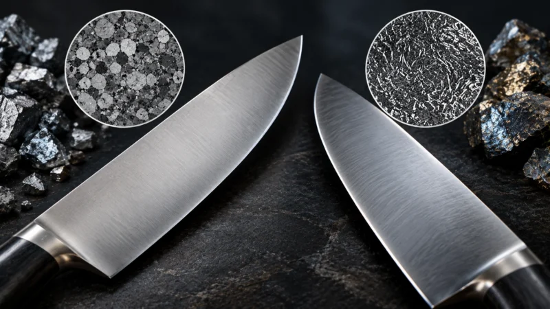 X50CrMoV15 vs N690 blade microstructure